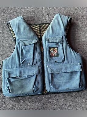 Vintage Stearns Denim Type III Life Jacket Vest w/ pockets Sz Adult Extra Large